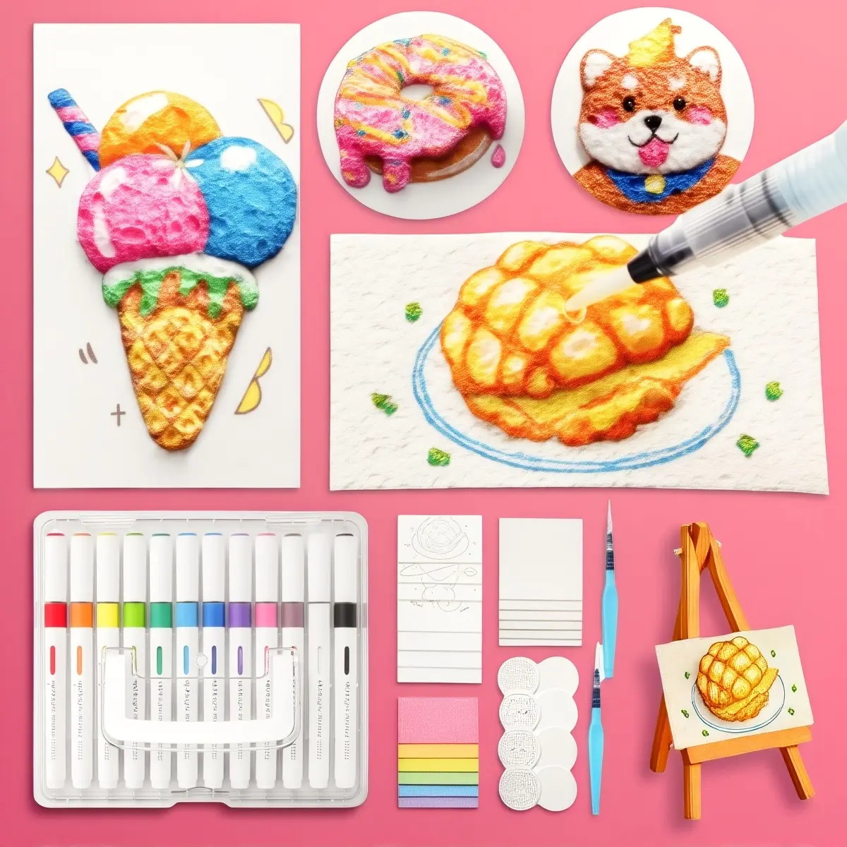 12/30pcs Magic Foam Texture Painting Kit, 3D Sponge with Foamy Textured Paper, DIY Bubble Drawing Pen Art Supplies, Vibrant Colors for Creative Projects, Artist Tools, DIY Craft Supplies, Art Craft Kits