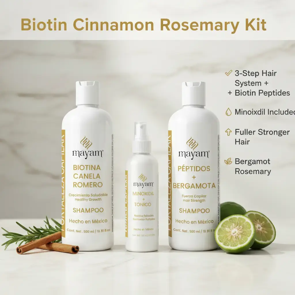 Mayam Beauty Growth Goals Hair Growth Set – 2 Shampoos + 1 Minoxidil Tonic | Biotin, Peptides, Bergamot & Rosemary for Thicker, Stronger Hair