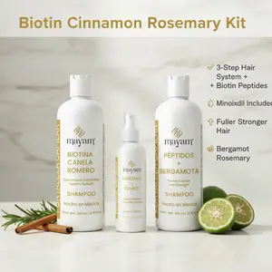 Mayam Beauty Growth Goals Set - 3-Step Hair System with Biotin Peptides & Minoxidil for Fuller Stronger Hair 2 Shampoos + 1 Tonic - Haircare, Bergamot Rosemary