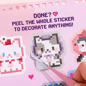 DIY Craft Kit Pixel Sticker Game Book 4 Themes Bead-Style Sticker Album, Screen-Free Activity Focus & Fine Motor Skills Toys for Kids Journal Scrapbook Birthday Holiday Gift