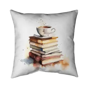 Begin Home Decor 5541-1616-AB121 16 x 16 in. Relaxing Coffee White Pillow - Contemporary Home Decor Cushion