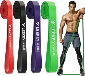LEEKEY Resistance Bands Set for Pull-Up Assistance & Full-Body Training 4 Levels Multi-Functional Exercise Bands with Non-Slip Texture for Home Workouts Physical Therapy Strength Training Men Women Natural Latex Material