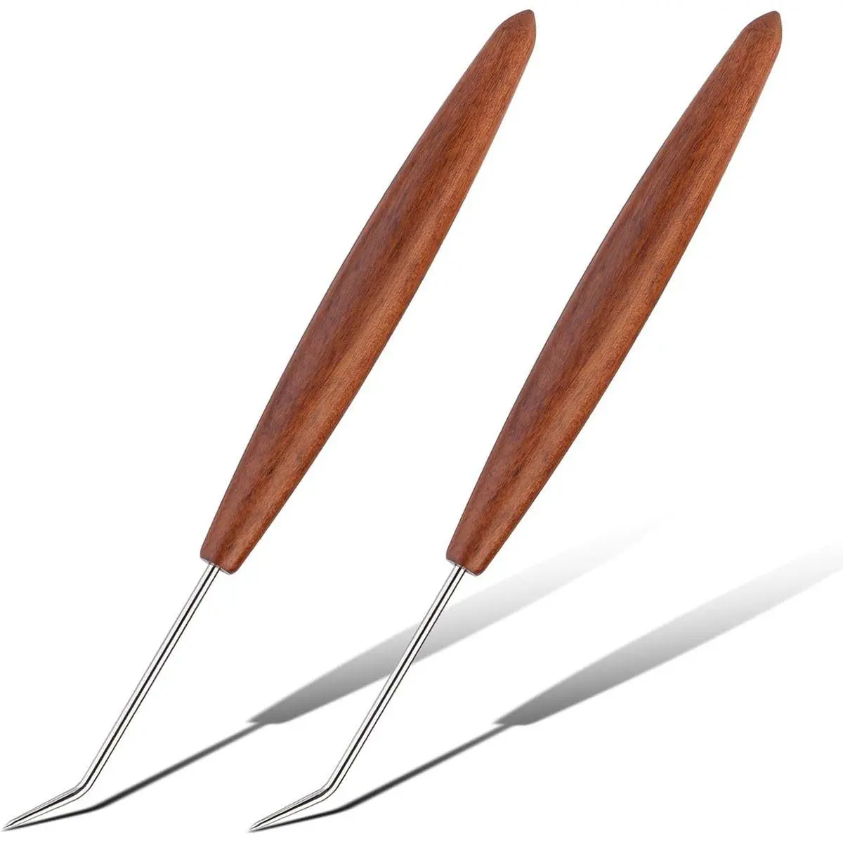 2Pcs Loom Hook, Crochet Hooks for Knit Picker, Handle Knitting Board Matching Hook Needle, Crochet Tools with Convenient Wooden Handles for Beginners Knittings Knitter DIY Crochet
