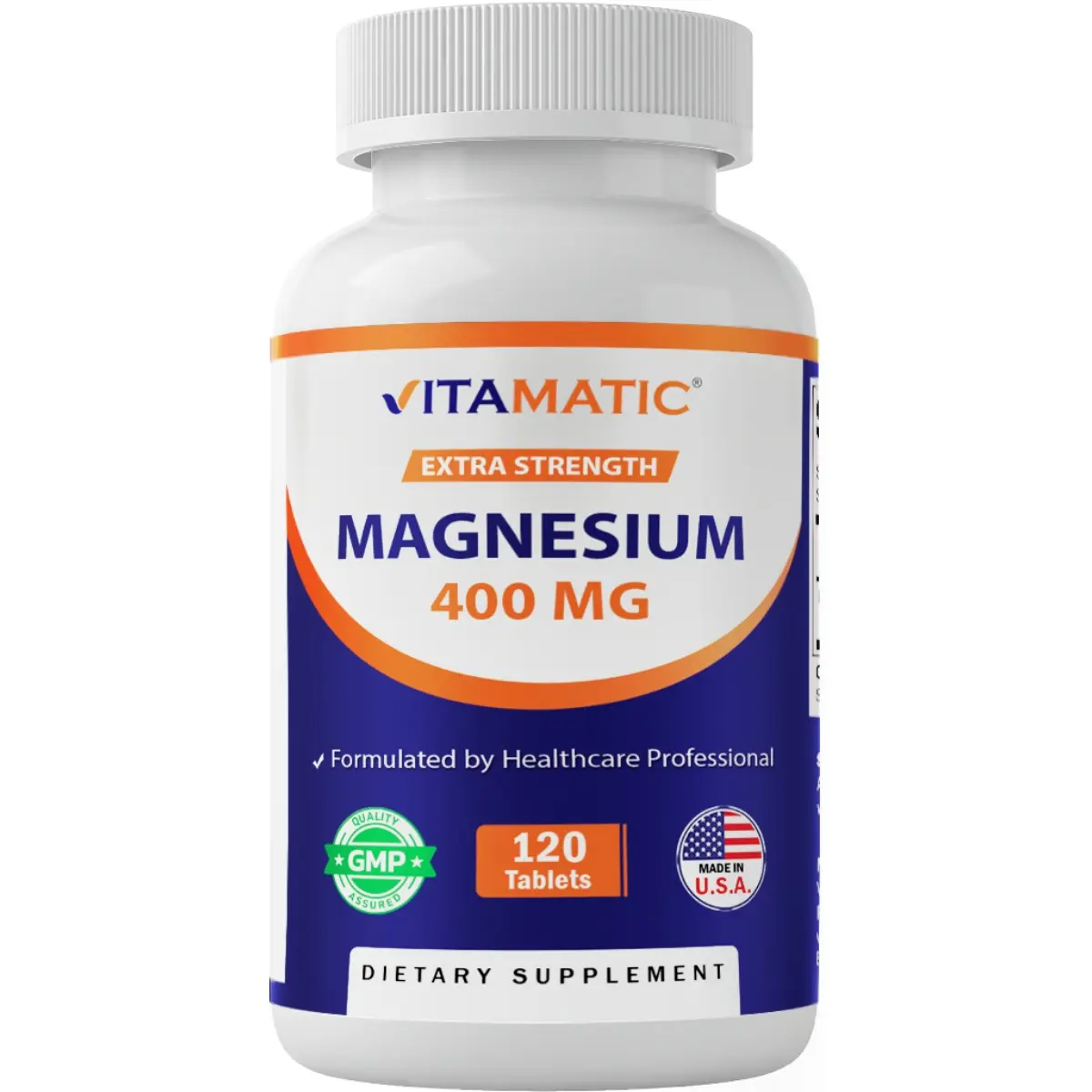 Vitamatic Extra Strength Magnesium Oxide 400 mg Magnesium Mineral Supplements, 120 Unflavored Vegetarian Tablets, Supports Muscle, Nerve & Heart Healthcare, Gluten-Free, Non-GMO Mineral Supplements, Made in The USA, Sugar Free, Dietary Supplement, Wellnes
