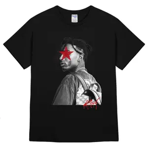 I AM MUSIC Playboi.Carti Red Star Oversized Unisex Black Graphic Tees Tshirt