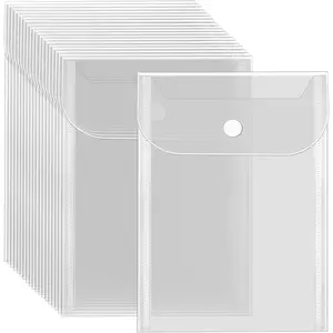 20 Pcs 5x7 Inch Small Plastic Envelopes with Snap Closure, Reusable Clear Waterproof Pouch, Storage Pockets for Stamp Die, Sticker Organizer, Receipt Holder, Photo Storage Folders