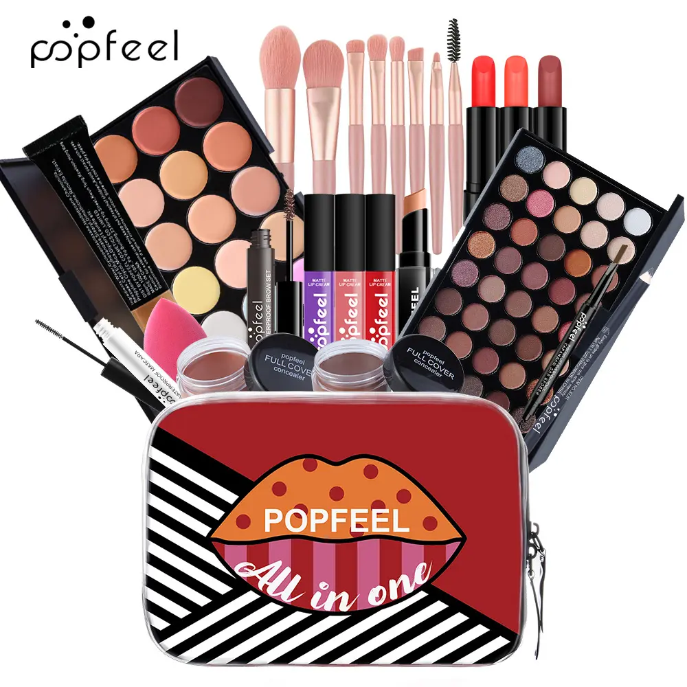 Makeup Kit For Women Full Kit, Naked Shimmer Eyeshadow Palette, Waterproof Black Eyeliner & Mascara, Makeup Tools Set, Lipstick, Premium Synthetic Foundation Powder for Medium to Dark Skin