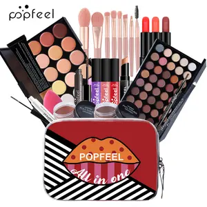 Makeup Kit For Women Full Kit, Naked Shimmer Eyeshadow Palette, Waterproof Black Eyeliner & Mascara, Makeup Tools Set, Lipstick, Premium Synthetic Foundation Powder for Medium to Dark Skin