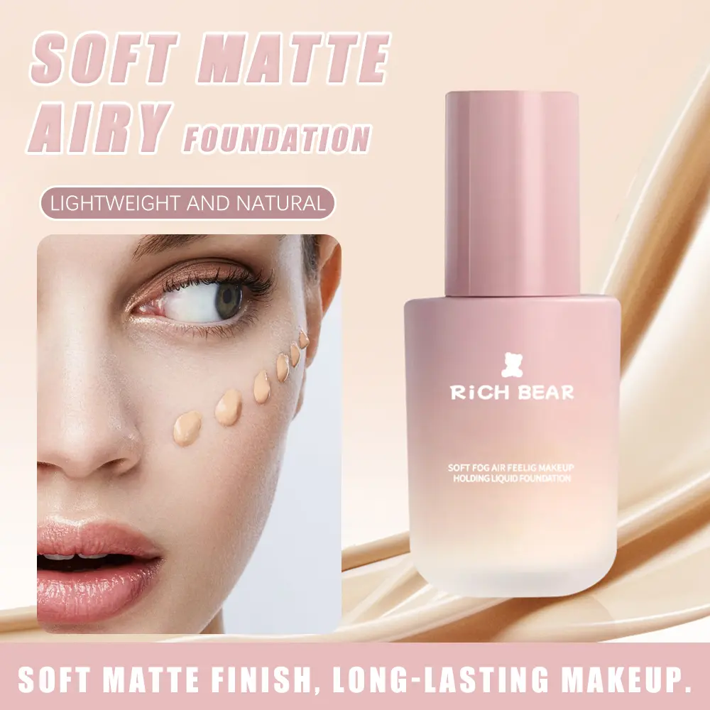 Soft silky matte foundation with oil control, waterproof sweat resistant, no caking or oxidation. Light breathable texture creates natural daily makeup. Two shades Ivory White & Natural, evens tone and suits all skin as daily makeup base