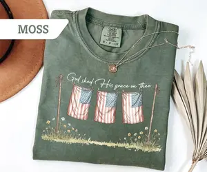 Comfort Colors® God Shed His Grace On Thee Shirt, 4th of July T-Shirt, American Flag Tee, USA Shirt Independence Day Gift, Patriotic Shirt