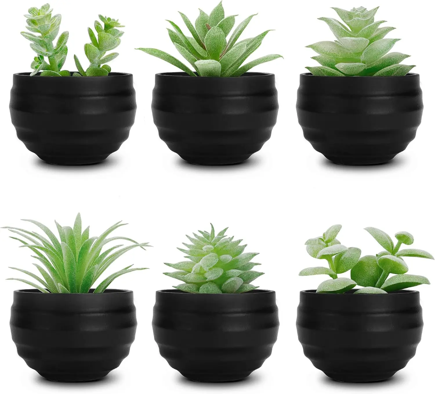 Der Rose Set of 6 Succulents Plants Artificial in Pots Small Fake Plants for Halloween Decorations Bedroom Living Room Office Shelf Black Bathroom Decor,dorm decor,dorm room decor