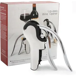 Stainless Steel  Bottle Opener, Vertical Lever Corkscrew with Built-in  Design, Manual Handheld Corkscrew with  Lever Pump
