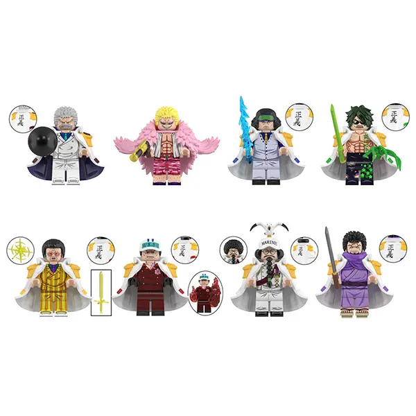 GTLANDS 8 Pcs Custom One Piece Anime Characters Building Block Minifigure Set