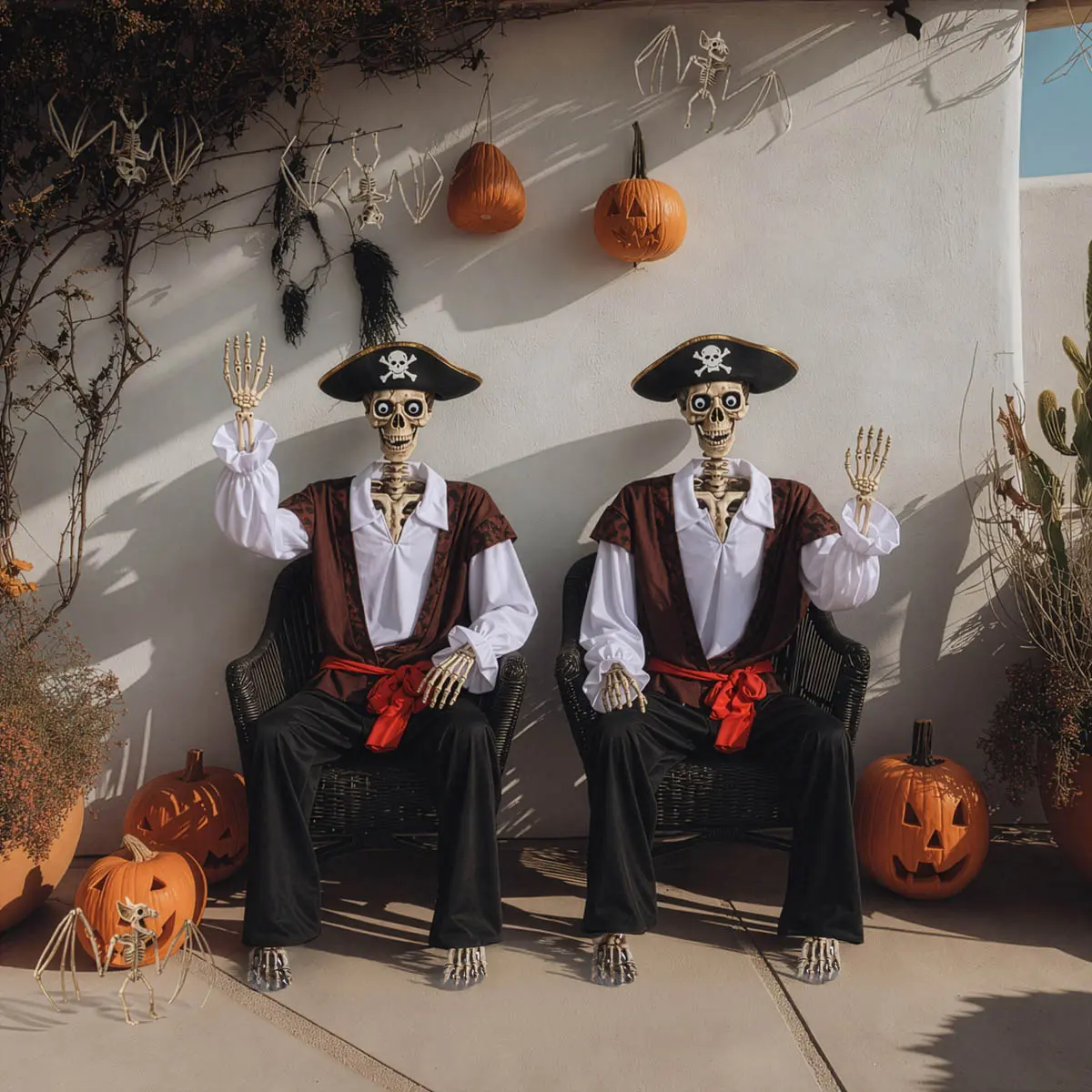 Yescom 5.6 Ft Halloween Pirate Captain Skeleton Life Size