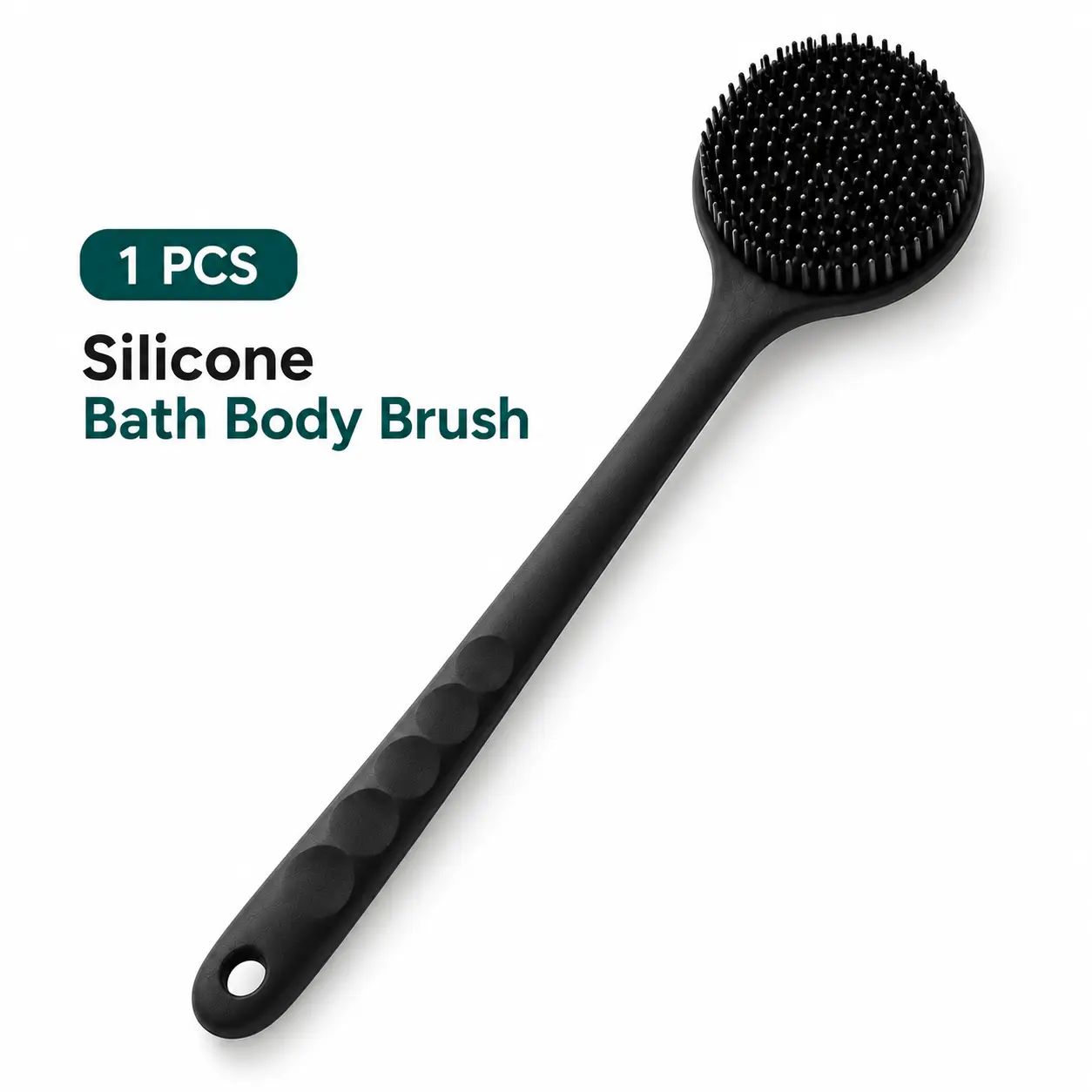 Unisex Long Handle Silicone Body Scrubber - Waterproof Exfoliating Cleanser, Anti-Acne Treatment, Deep Massage Tool - BodyTok Luxe At-Home Spa Shower Staple, Hard-to-Reach Daily Skincare Item (Festive Party Gift)