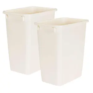 Rubbermaid 21 Quart Rectangular Kitchen Wastebasket Trash Can, Bisque (2 Pack)