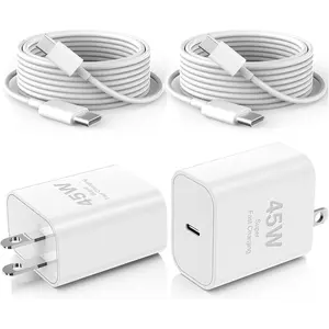 For iPhone 17 16 Charger, 45W USB C Charger Block & 100W USB-C Cable (2-Pack), PD3.0/PPS Fast Charging for iPhone 17 Air/16/15 Plus Pro Max