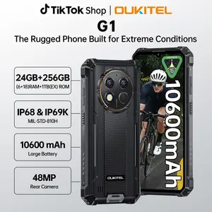 OUKITEL G1 Rugged Smartphone Unlocked, 24GB RAM + 256GB ROM (1TB Expandable), 10600mAh Battery, IP68/IP69K Waterproof Phone, 48MP Camera, 6.52'' HD Display, NFC, Dual SIM, Android 14