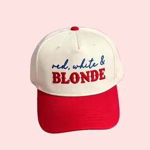 Red White & Brunette  Hat – Funny 4th of July Baseball Cap for Women, Patriotic USA Country Girl Summer Snapback  Independence Day trucker Hat, Hats For Women, Trucker Hats Women
