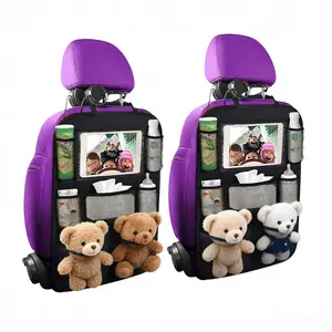 2-Pack Car Backseat Organizer, Waterproof Storage, 11" Tablet Holder for Kids Road Trips