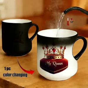 Magic Color-Changing Heart Mug, My Queen Print, Thermosensitive Ceramic, 330ML, Mother's Day & Birthday Gift for Moms