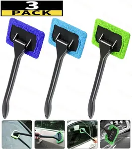 3-Pack Window & Windshield Cleaning Tool – Microfiber Car Glass Wiper Brush