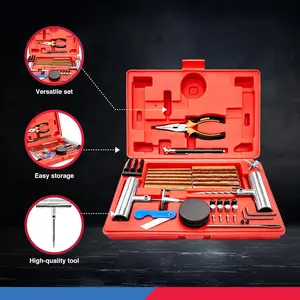 Tire Plug Repair Kit 77-Piece - Heavy Duty Flat Tire Puncture Repair Kit with Iron & PE Materials, Flexible & Easy to Use, Suitable for Car, ATV, Trailer