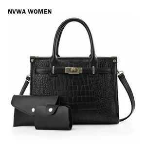 Women's Fashionable Handbag & Crossbody Bag & Wallet, Casual Versatile Large Capacity Shoulder Bag Set, Trendy All-match Bag Set for Daily Use