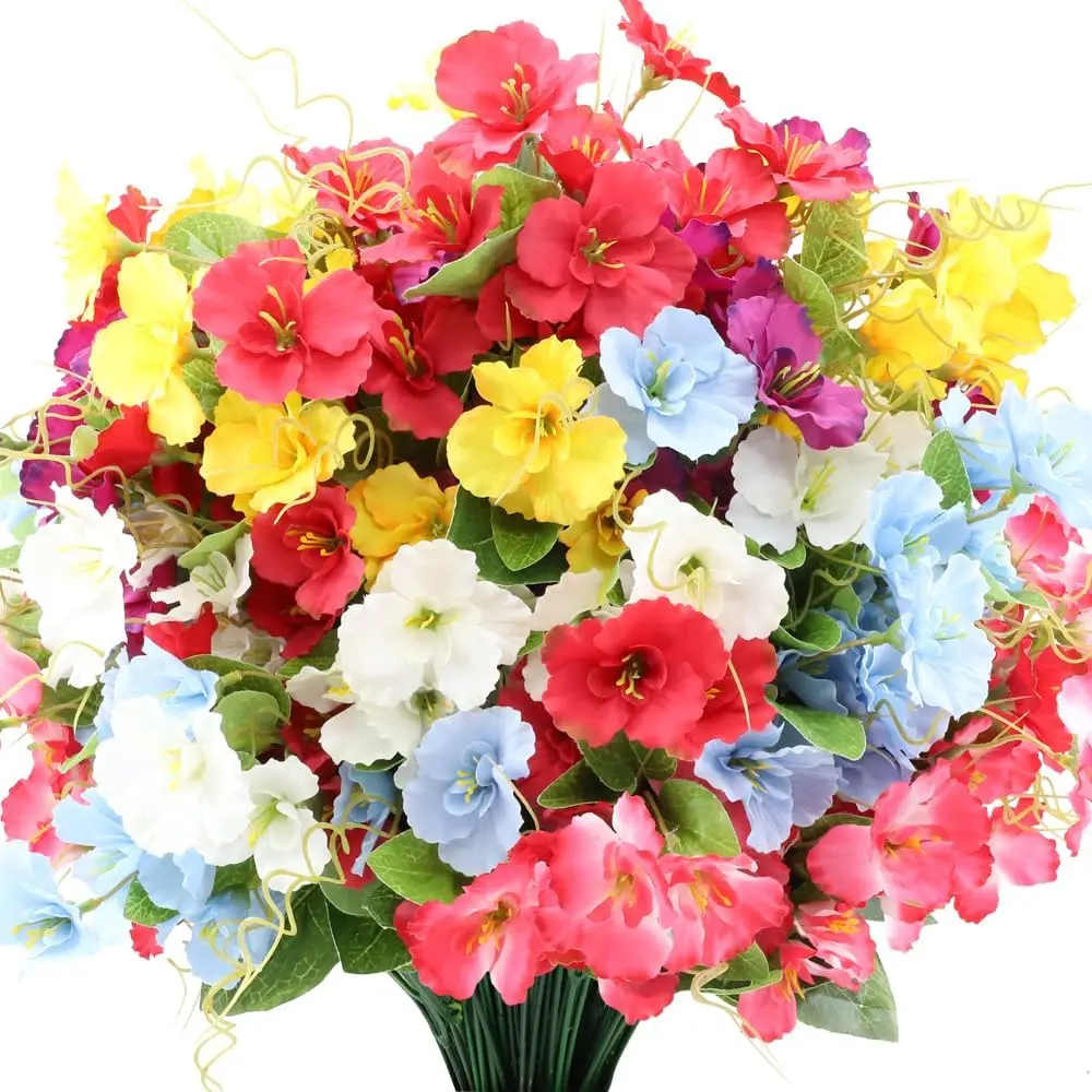 Artificial Hibiscus Flower, Mixed Color Simulation Flower, Decorative Flower for Outdoor Porch & Terrace, Balcony & Courtyard Decor, Fruit, Artificial Bouquet, Decorative Flower Ornaments, Artificial Flower Arrangement