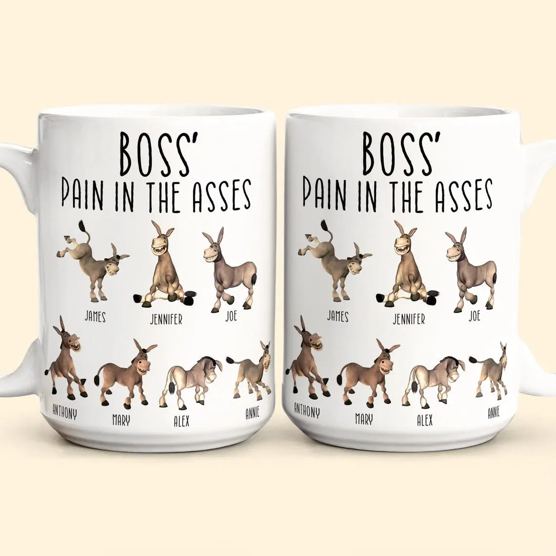 Boss' Pain In The Asses Mug, Funny Boss Gift, Personalized Mug, Gift for Boss, Coworker, Woman Her on Christmas