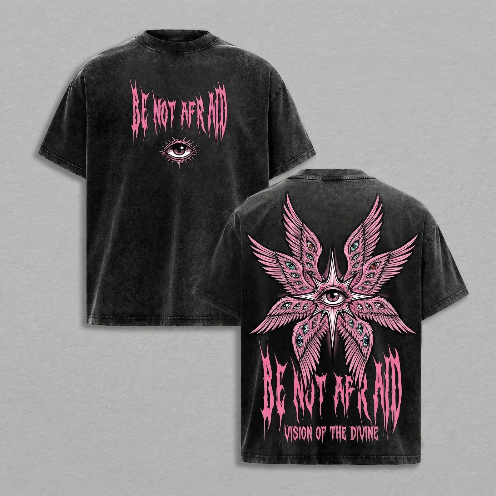 Be Not Afraid Washed Graphic T Shirt, Biblical Angel Seraphim Shirt, Vision Of The Divine Tee, Christian Gothic Faith Shirt fathersdaygift