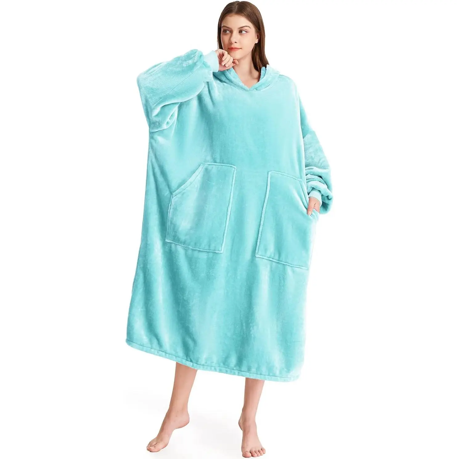 Wearable Blanket Hoodie - Oversized Flannel Sweatshirt with 1 Size Fits All, Comfy Warm Touch, Large Plush Hood, Lightweight Design, Machine Washable, Ideal Gift for Adult Men, One Size Fits All, Classmates