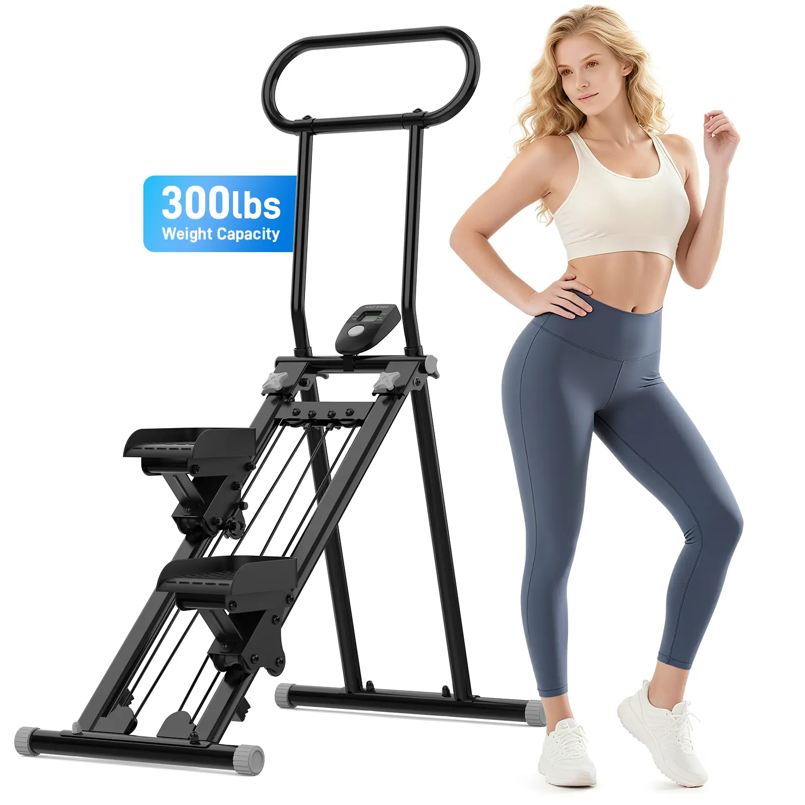 HXD-ERGO Folding Vertical Climber Exercise Machine, Home Stair Stepper with Adjustable Handlebar for Full-Body Cardio Workouts, Unisex Home Gym Step Machine, Step Machines