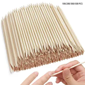 100/200 pcs Press-on Nail Removal Orange Wood Sticks, Nail Care Tools, Nail Care Products, Salon, used for glue removal, debris cleaning, cuticle pushing | 11.5CM Disposable Double-ended Nail Sticks