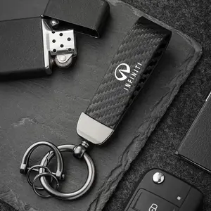 Infiniti Vertical Carbon Fiber Car Keychain Set, Heavy Duty Keychain, Premium Auto Modification Key Fob with Screwdriver & Rings, Batch Number A19961208