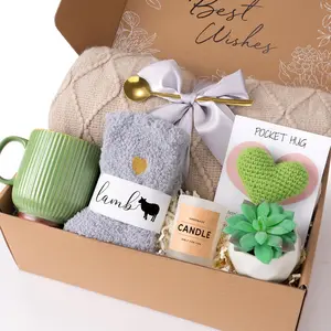 Self Care Gifts for, Get Well Soon Gift Baskets for Woman, Feel Surgery Recovery, Spa Gift Baskets, Self Care Kit for Gifts Set for New Mom Wife (Khaki)