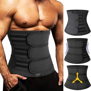 1-2 Pack Menswear Sweat Body Shaper Waist Trainer Sports Sauna Girdle Shapewear Gym 3-Belt Compression Tummy Control Workout Athletic Trimmer Bands Fabric Day Polyester