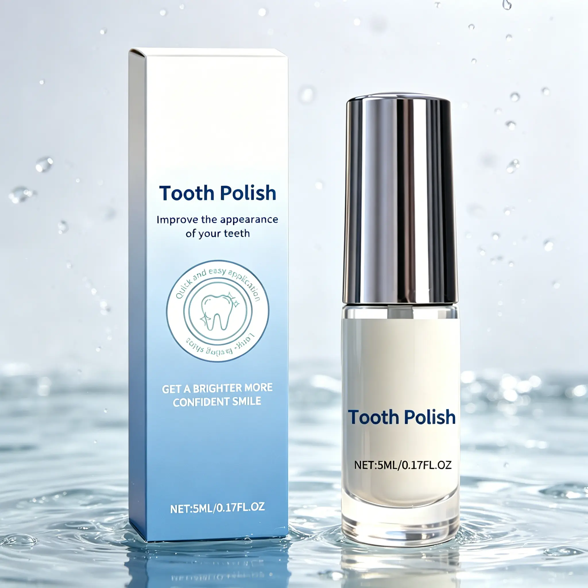 At-Home Tooth Polish for Gentle Teeth Polishing and a Radiant Smile - 5ml Mild Formula for Daily Oral Care, Whitening, Smile Confidence, Toothbrush