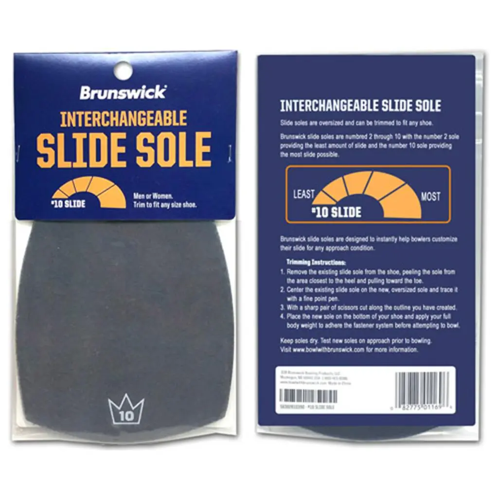 Brunswick Bowling Slide Sole - #10 Solid, Interchangeable, Cut-to-Fit Oversized Replacement Insole for Most Bowling Shoes