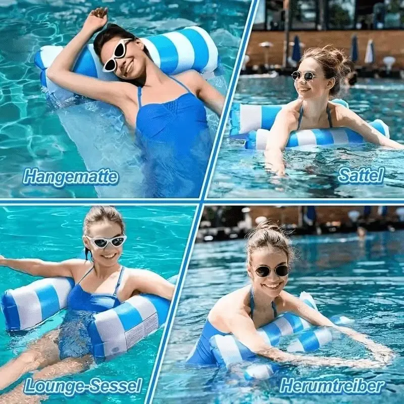 Inflatable Adult Water Hammock Chair, Durable PVC Material, Foldable Striped Pool Float, Perfect for Pool Parties and Summer Gifts, Hammock Pool Floats
