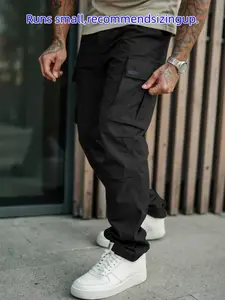 Men's Casual Cargo Pants in Woven Fabric, Casual Fitted Pockets, Spring & Fall Wear, Comfortable Fit, Stylish Design for Daily Use, Casual Outdoor Trouser