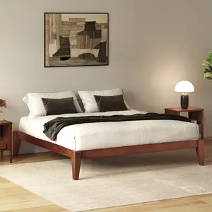 Thor Japanese Joinery Bed Frame with Thorlock Joints & Premium Wood (Mahogany Finish)