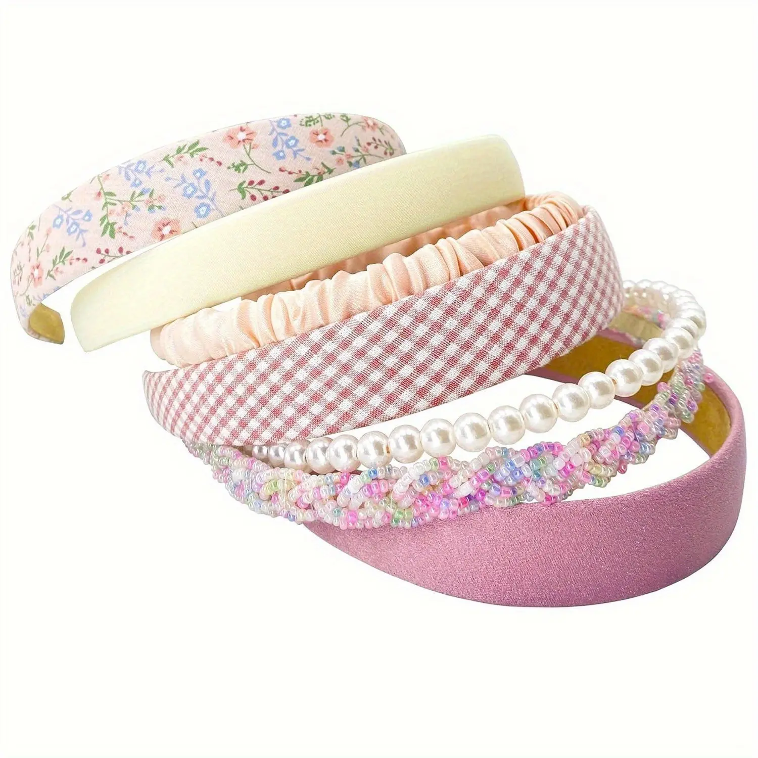 7pcs different styles of fashion ladies headbands, pink headbands, cute pearl headbands hair bands, vintage ladies, ladies daily decoration hair accessories