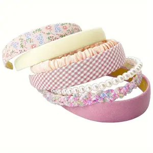 7pcs different styles of fashion ladies headbands, pink headbands, cute pearl headbands hair bands, vintage ladies, ladies daily decoration hair accessories