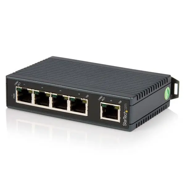 Startech 5-Port IP30-Rated Industrial Ethernet Switch (IP30-Rated Switch) - Energy-Efficient Ethernet, 12-48 DC Input, 2.12W Max Power, 4.3H x 2.8L x 1W in, 5.2 oz, Supports 10BaseT/100BaseTX, Auto-Negotiation, Store-And-Forward Mechanism for Factories, F