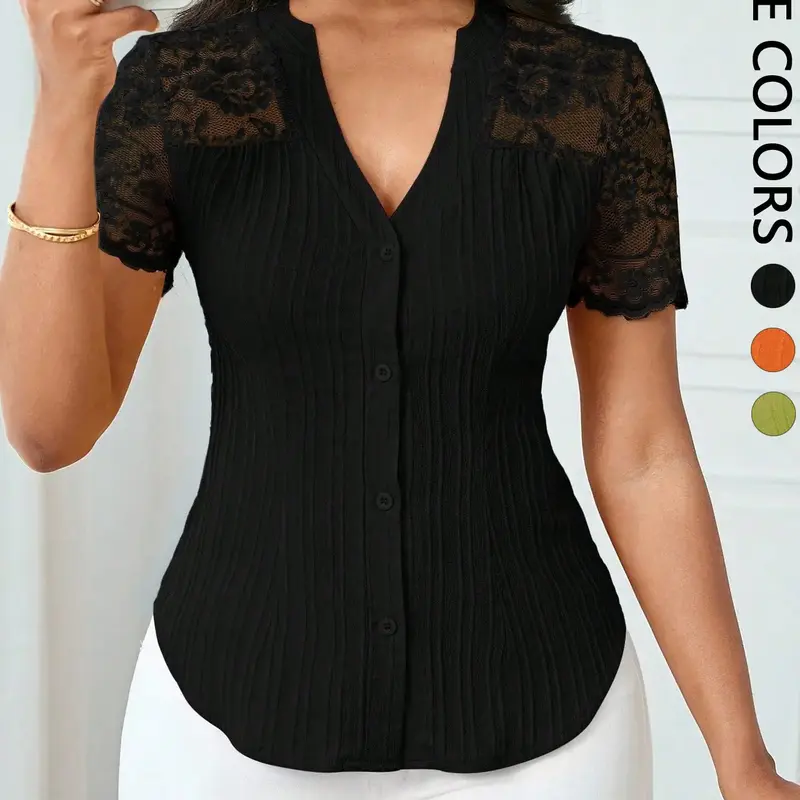 Women's Solid Color Simple Basic Minimalist Everyday Commuter Button Front Fitted Shirt Summer Style Button Down Shirt, Button Up Shirts, Ladies Plain Design Office Wear, Comfortable, Soft and Stylish Blouse Tops Womenswear