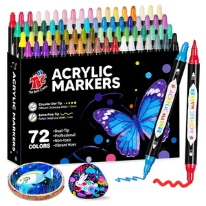 TBC The Best Crafts 72Colors Dual Tip Calligraphy Pens, Dual Tip with Fine Tip And Brush Tip Pens Fornon-Toxic Vibrant Hues, Perfect for Paper, Stone, Wood, Fabric, Glass & More