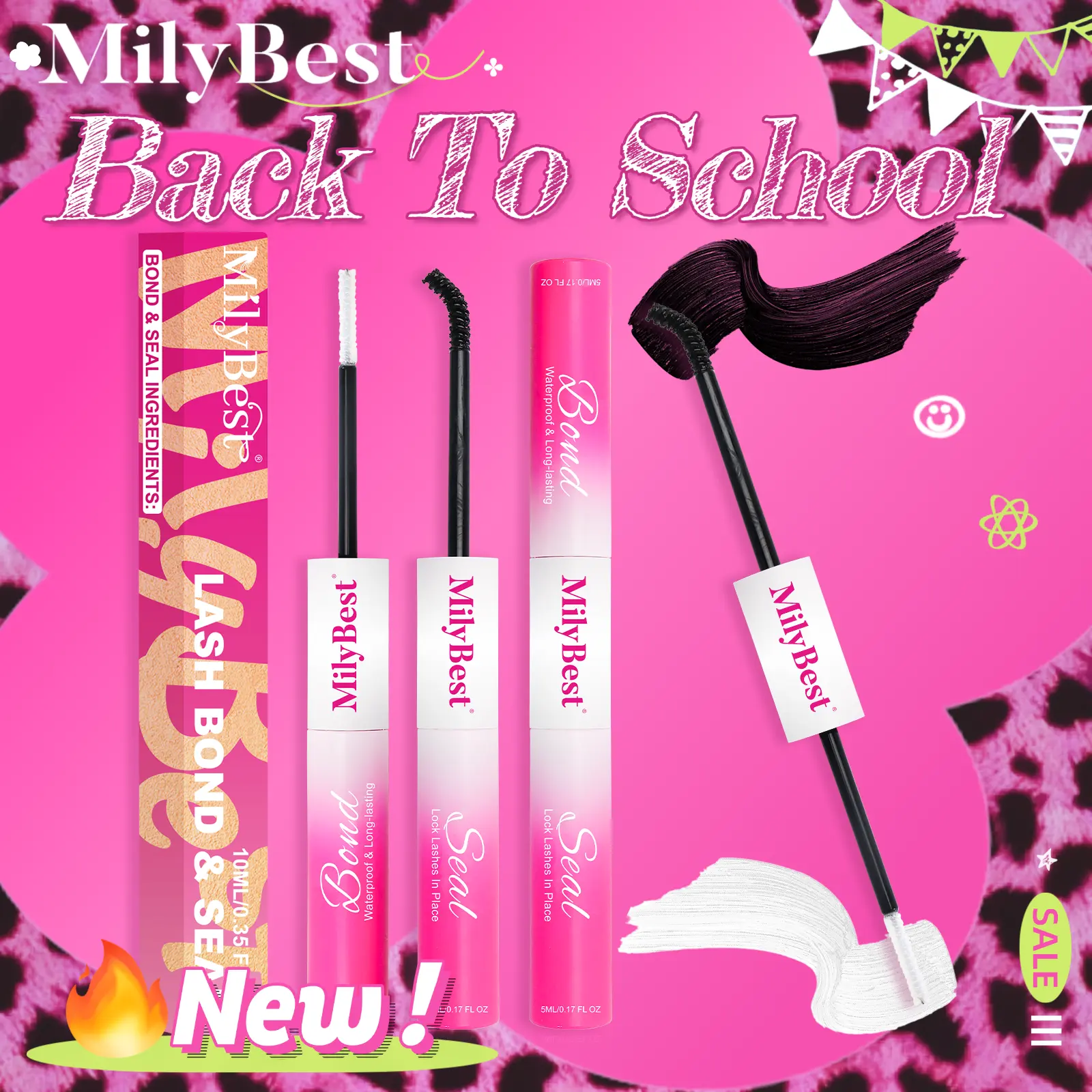 MilyBest New Upgrade 2-in-1 Lash Bond & Seal – Gentle Waterproof Lash Glue for Sensitive Eyes, Strong Hold Latex-Free Adhesive for All Lash Styles