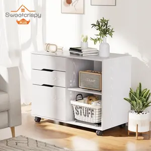 Cupborards File Cabinet 3 Drawer - Vertical File Cabinets for Office Mobile Lateral Printer Stand with Adjustable Storage Shelves for Kids Room,