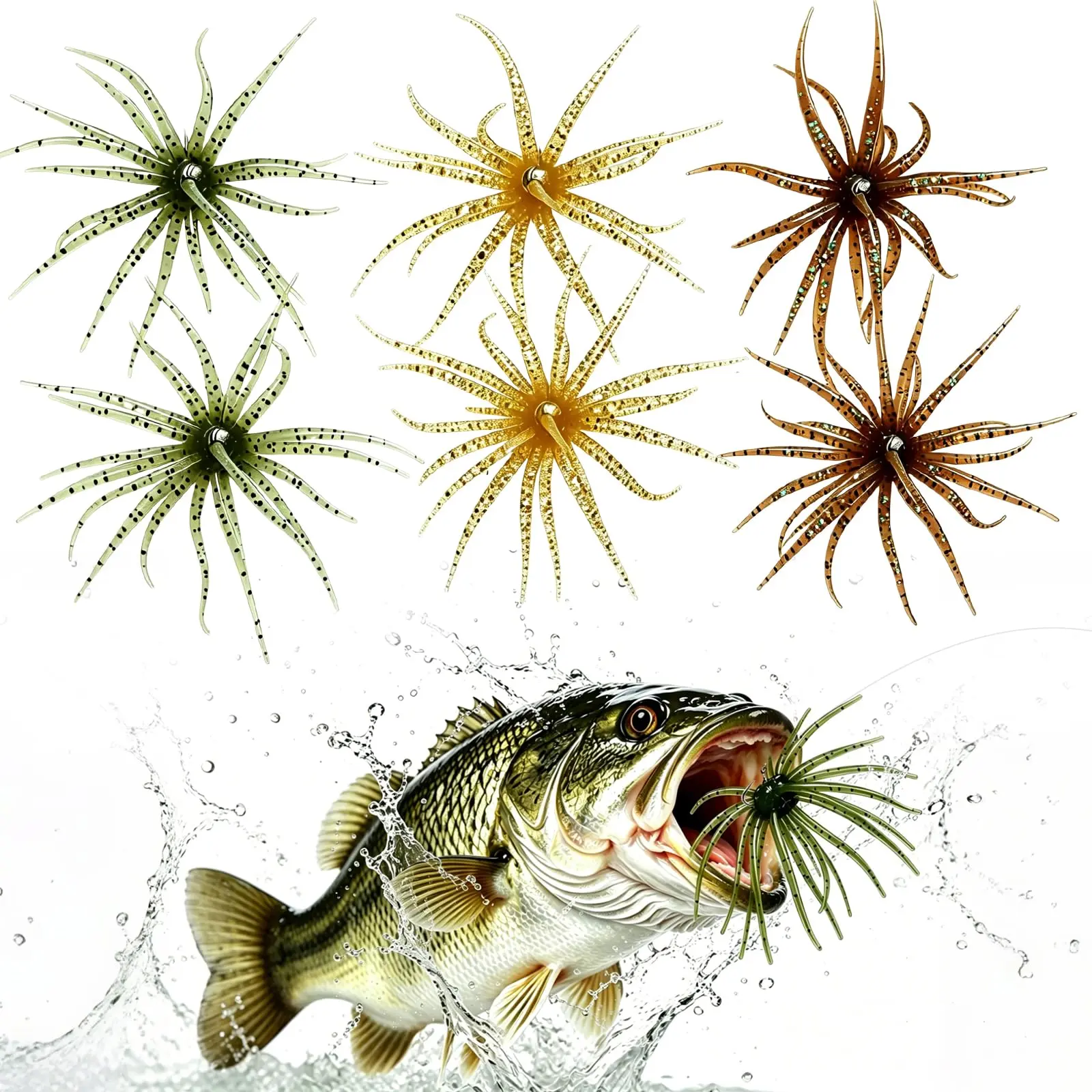 Tentacle Shape Soft Lure (2/4Pcs) - 5cm Japanese Finesse Worm for Bass Fishing, Ideal for Drop Shot, Wacky Rig/Neko Rig, Slow Sinking, Outdoor Fishing Equipment, Artificial Fishing Lure, Soft Lures